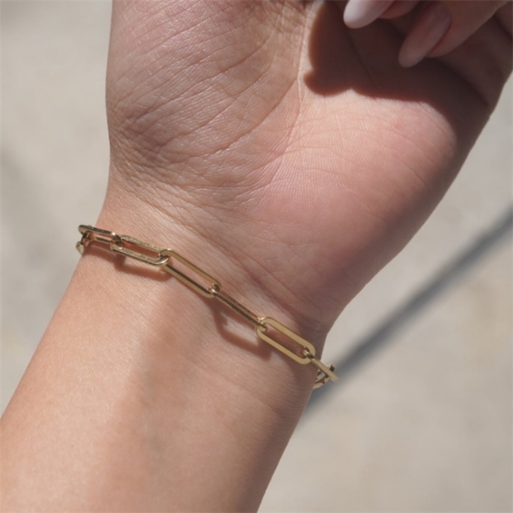 Lux 14k Gold Plated Paperclip Bracelet - Picture 3 of 3